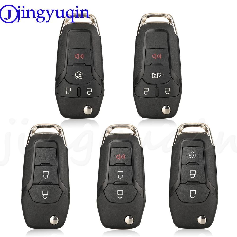 

jingyuqin 10pcs 2/3/4Button Flip Folding Car Key Shell Case For Ford Focus Fusion Mk2 Mk7 Explorer Ranger HU101 Blade