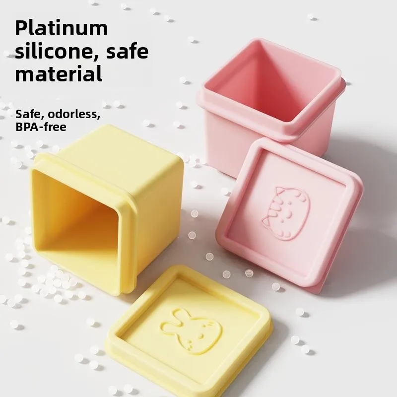 

New 6-Pack Silicone Ice Cube Tray with Lid Baby Food Storage Container Freezer Preservation Container Snack Box Kitchen Tool