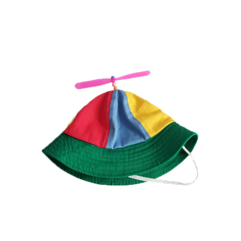 Summer Panama Sun Hat Childs Propeller Multicolor Bucket Hat Kids Wide Brim Fisherman Hat Girls Boys Outdoor Beach Fishing Cap