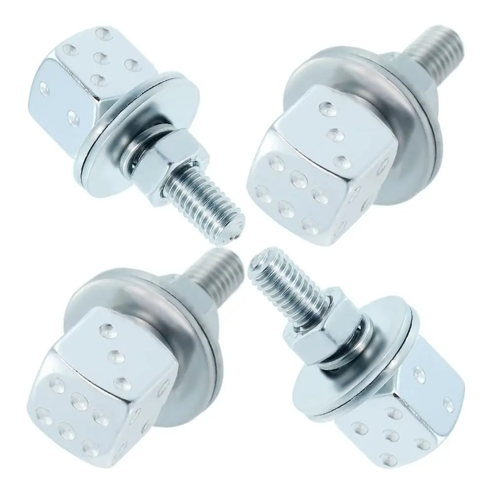 4Pcs New Dice License Plate Screws Anti Loosening Rust Resistant Dice Screws Plate Holder Bolts Vehicle Accessories
