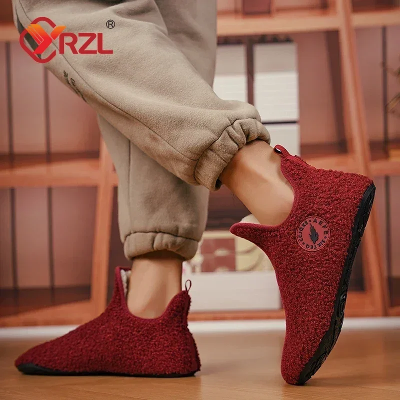 YRZL 2024 Frauen Slipper Männer Schuhe Schnee Frau Wohnungen Frauen Schuh Warm Halten Damen Weiche Plüsch Baumwolle Loafer Mujer Winter Schuhe frauen