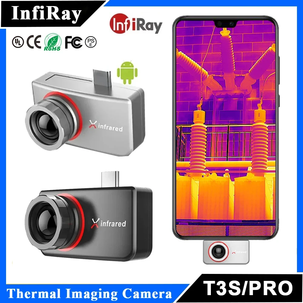 InfiRay T3S T3 Pro Thermal Camera 384x288 Thermal Imager Night Vision Thermographic Camera for Android (not for iPhone Type-C)