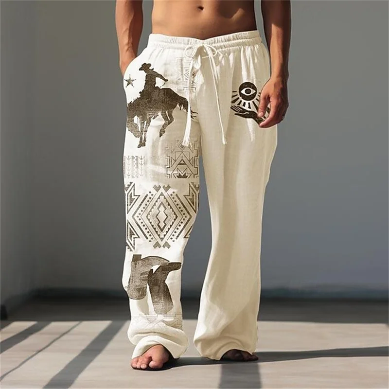 Herren-Freizeithose mit 3D-Linien-Print, entspannter Schnitt, weites Bein, lockeres Design mit Kordelzug für bequemes und atmungsaktives Tragen. – Detail 11