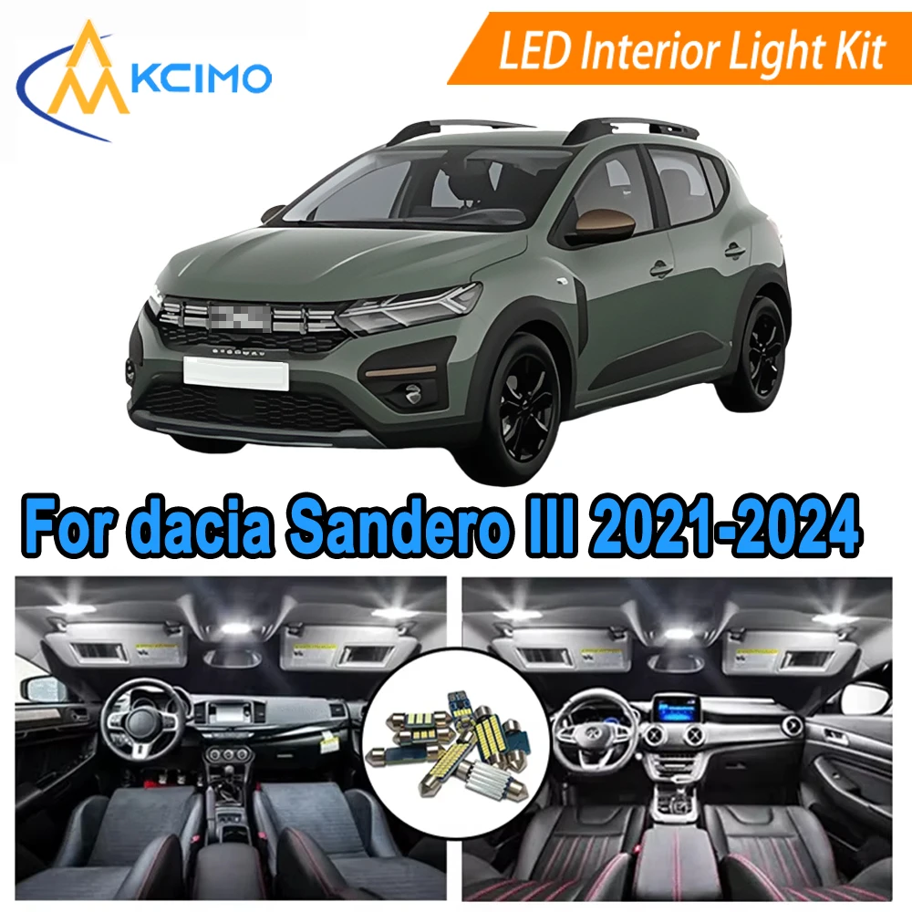 

12V White/Blue LED Interior Light For Dacia Sandero III 3 MK3 2021-2024 Models Waterproof Car Lamp for Reading/Footwell Lights