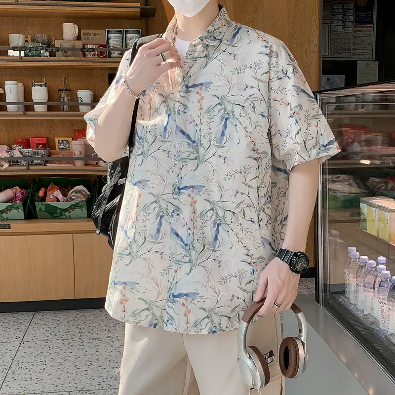 M-XXXXXL Stylish Hawaiian Short Sleeve Shirt - Tropical Floral Print Lightweight & Breathable for Summer Vacations Beach Parties
