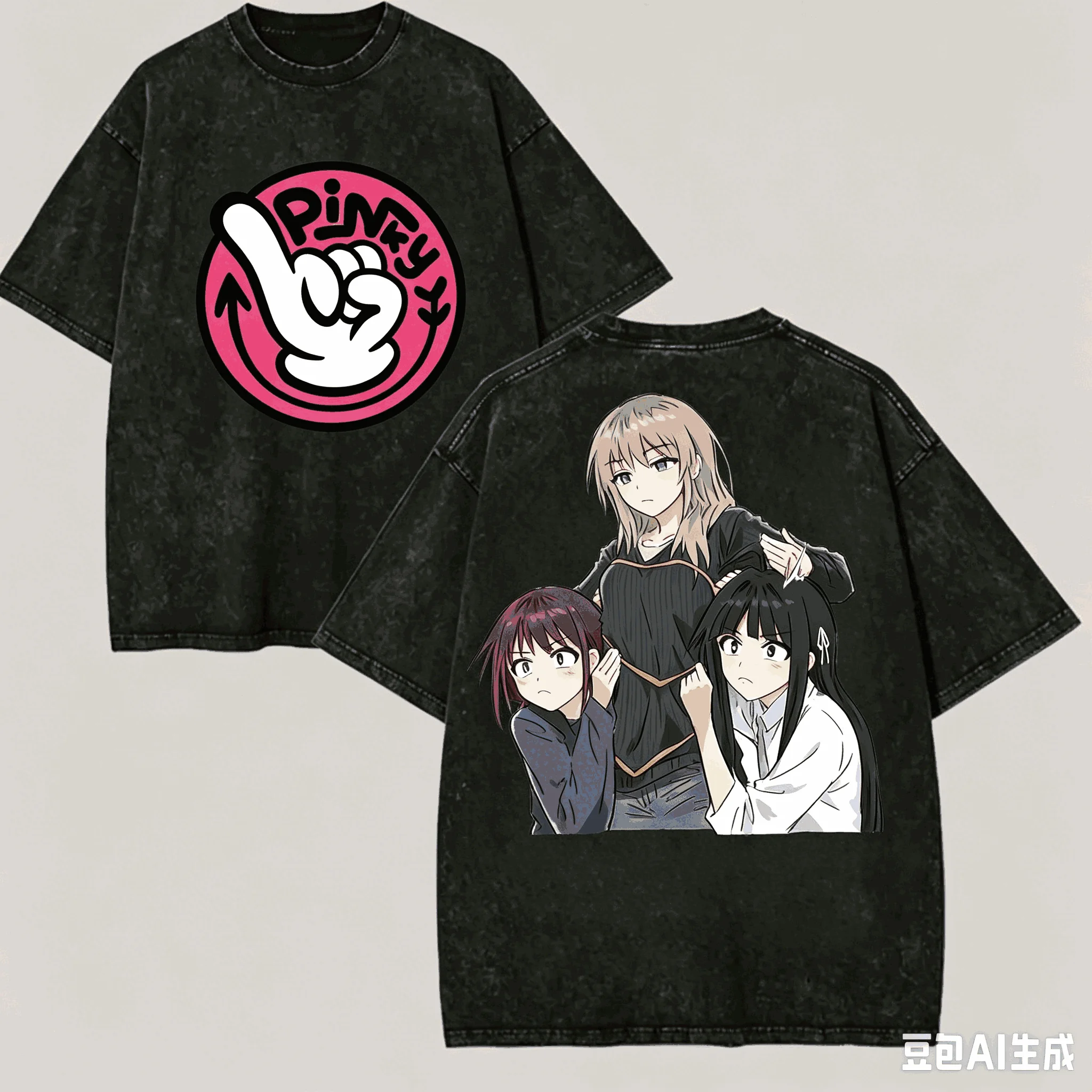 Girls Band Cry Iseri Momoka Kawaragi Subaru Awatsu Rupa Togenashi Toyeari Anime T-shirt Graphic Print Vintage Washed Harajuku