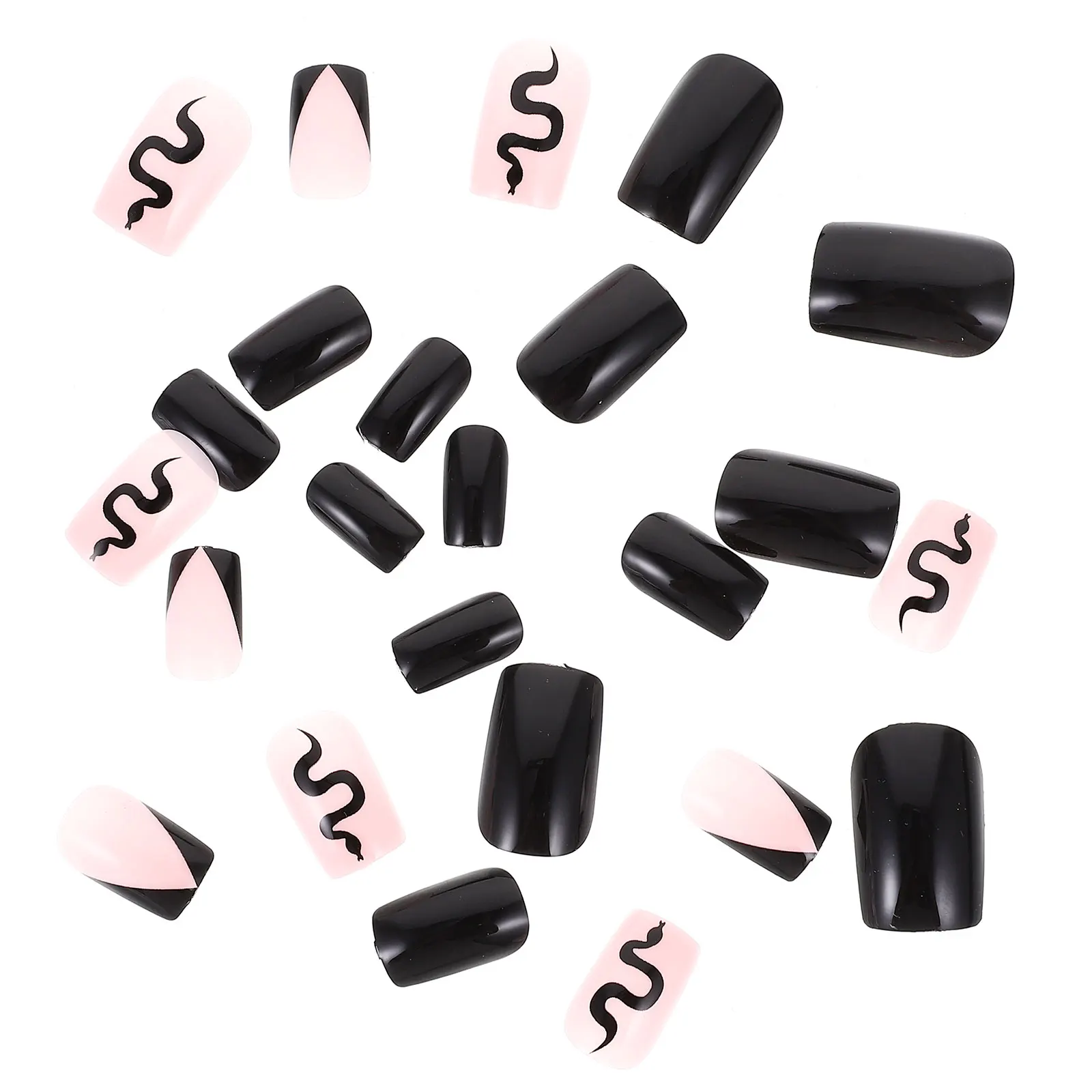 

24pcs Press Nails Women Fake Medium Line Tools False Tips Glue DIY Detachable Fake Nails For Women Nail Kit Manicure Supplies