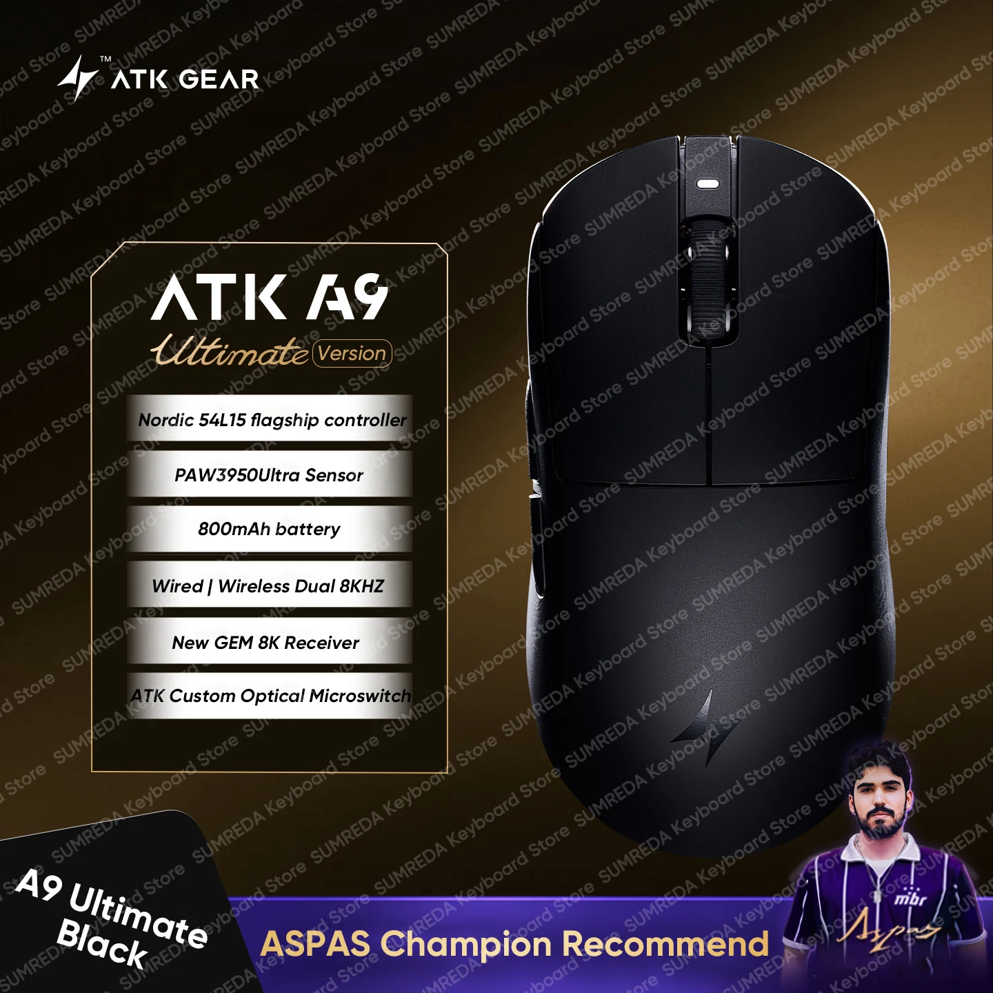 NEW ATK Dragonfly A9 Ultimate Ultra MAX 2.0 Gaming Mouse PAW3950Ultra Nordic54L15 Master 8K Wireless Gaming Mouse For FPS Gamer