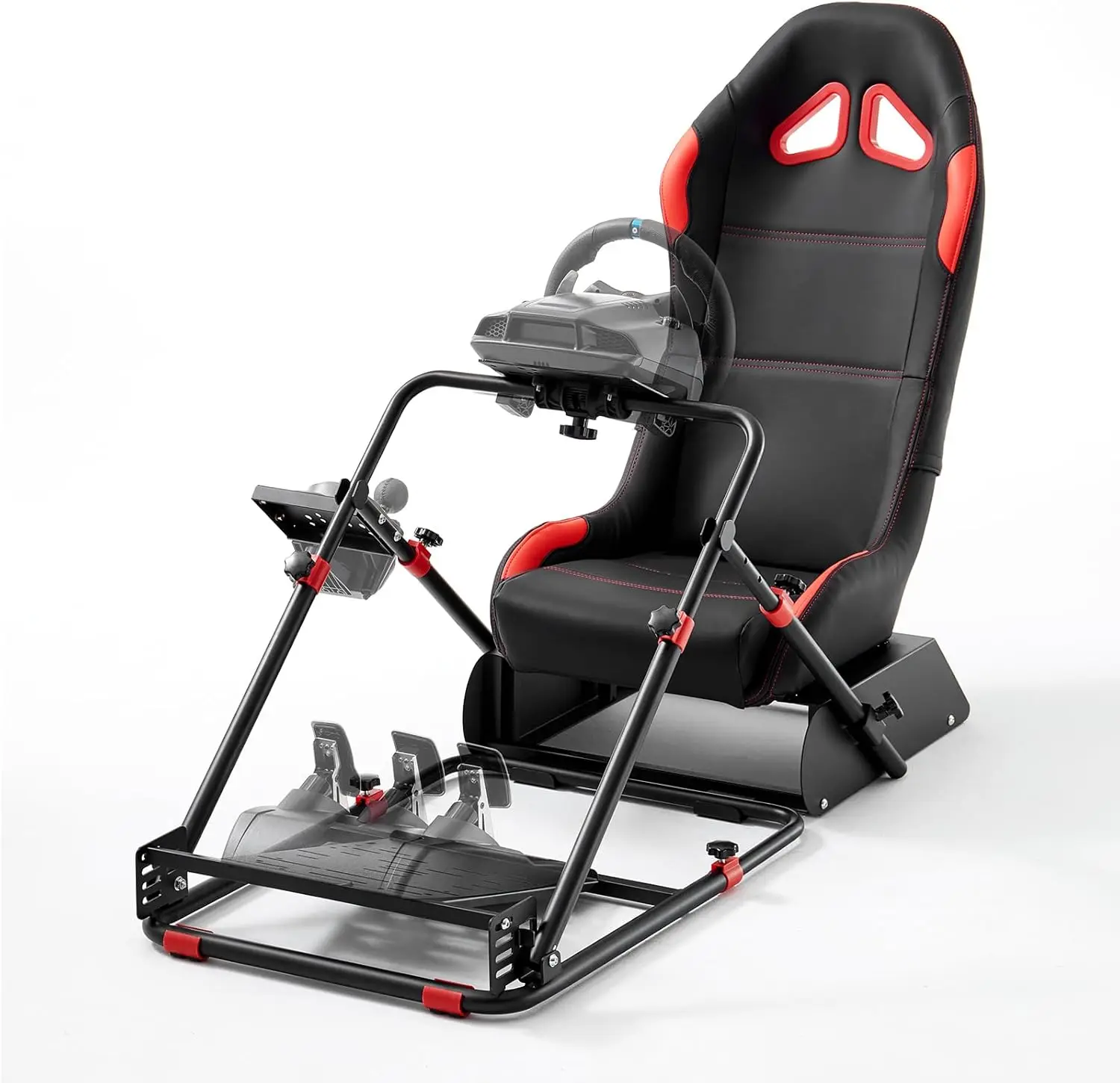 Racing Simulator Cockpit mit Stuhl Leder Sim Racing Cockpit Verstellbarer Autosimulator für Logitech G29 G920 G923 G25 G27
