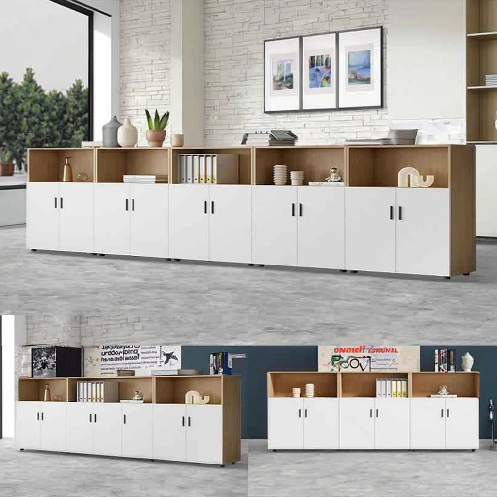 

Modern Design Wooden Office File Cabinet Low Floor Storage Locker with Partition Fashionable File Cabinet