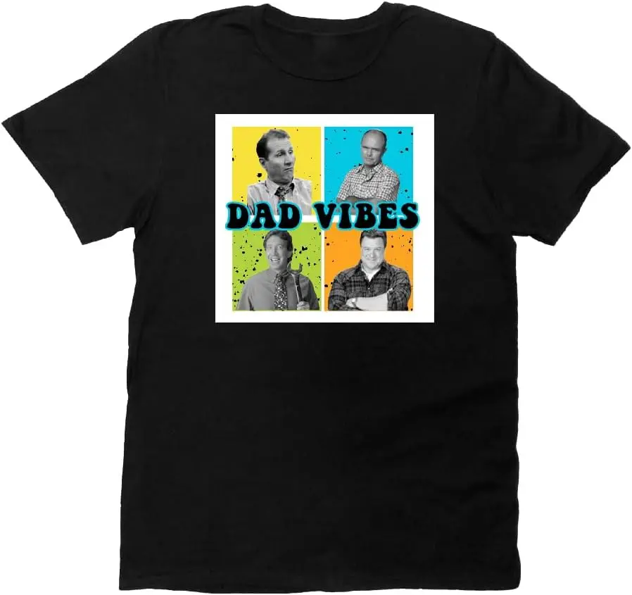 

Dad Vibes Vintage TV Father's Day Cotton T-Shirt Father's Day Relaxed Fit White, Black, Blue S,M,L,XL