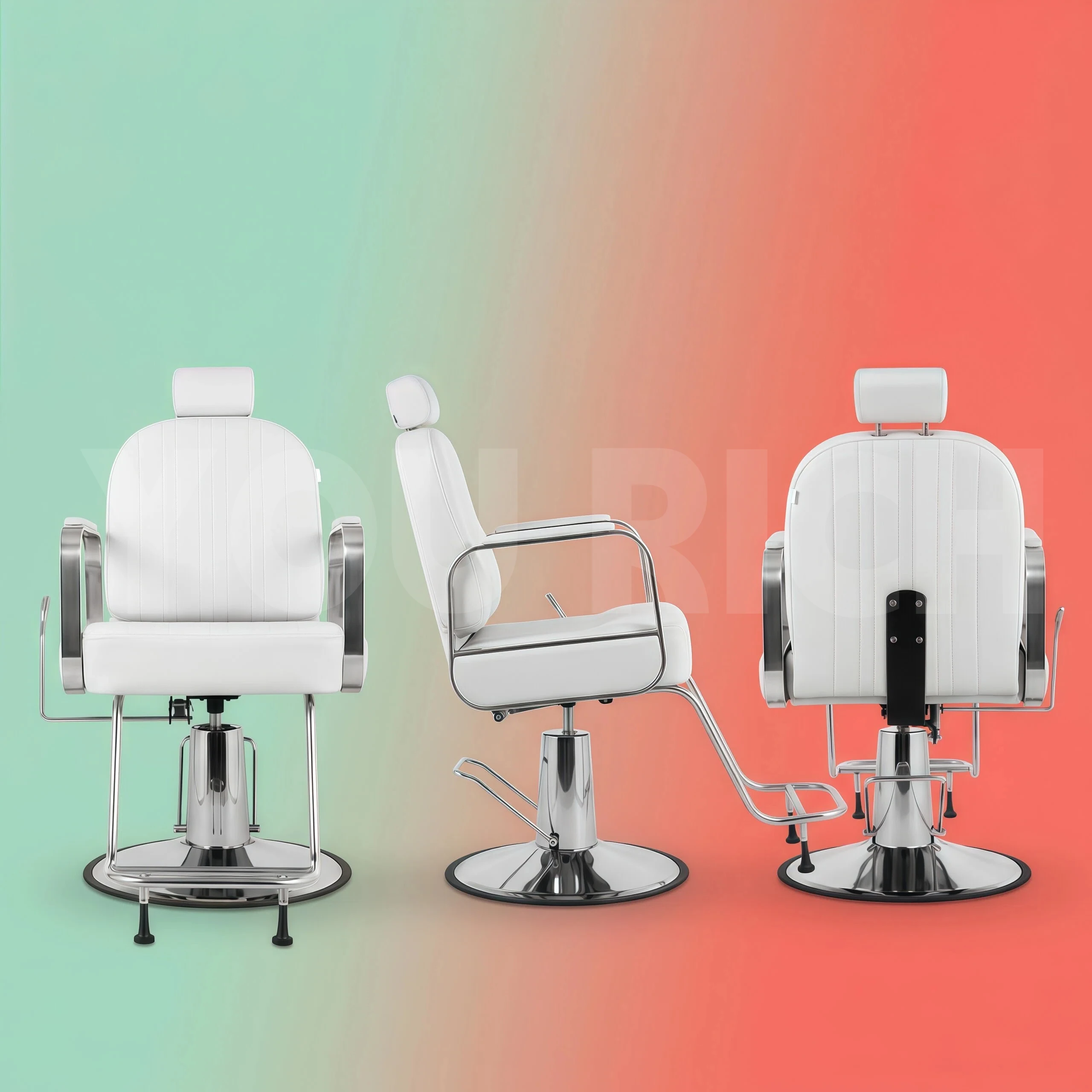 Salon Styling Chair Chrome Stainless Steel Frame Reclining Hydraulic Barber Chair Adjustable Chair For Beauty Barbershop