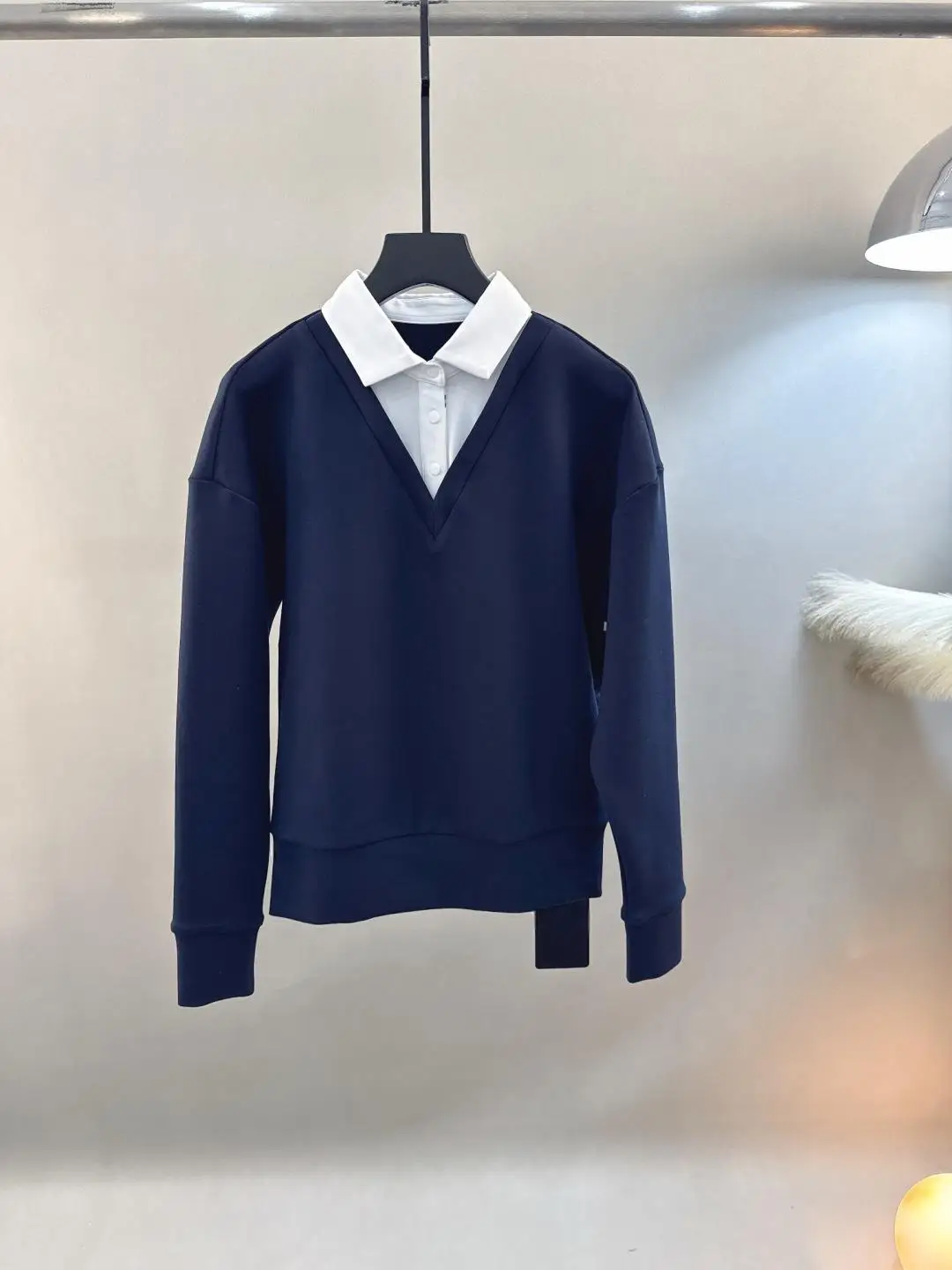 Ladies Golf Shirt Style Fake Two-Piece Sweatshirt for Autumn Winter, Slim Versatile Sports Golf Top