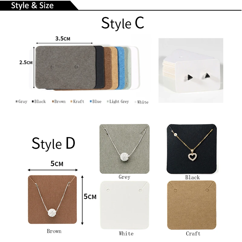 50pcs/lot Earrings Necklaces Square Display Cards for Jewelry Boxed Product Packaging Self-Seal Bags for DIY Jewelry 6x9cm