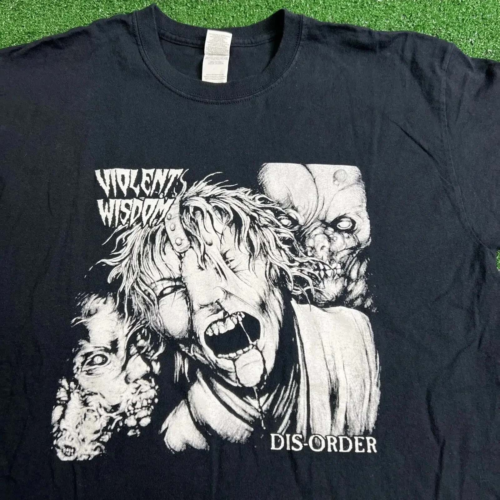 Rare Vintage Violent Wisdom Disorder T Shirt Chicago Thrash Metal 90s Black SZ Lg vintage Washed Soft Unisex