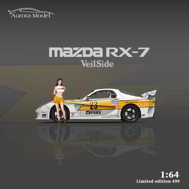 Aurora 1:64 modelo de carro de brinquedo RX-7 Veículo fundido em liga Veilside - Revestimento avançado e flash