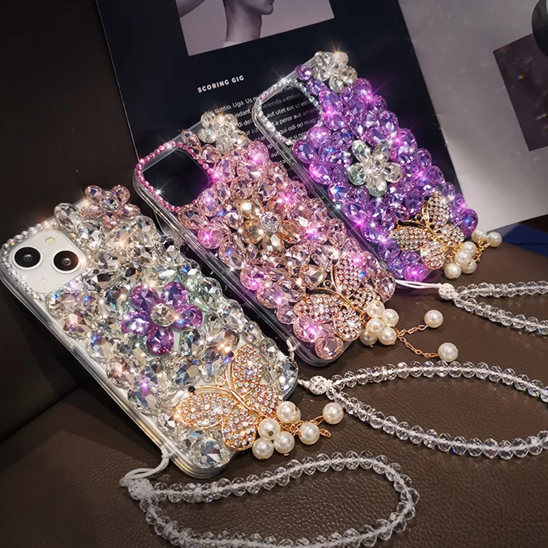 voor iPhone 15 Pro Max roze hoesje, voor iPhone 14 Pro Max hoesje, 16, 16 Pro, 16 Pro Max, diamanten telefoonhoesje, met armband, glitter