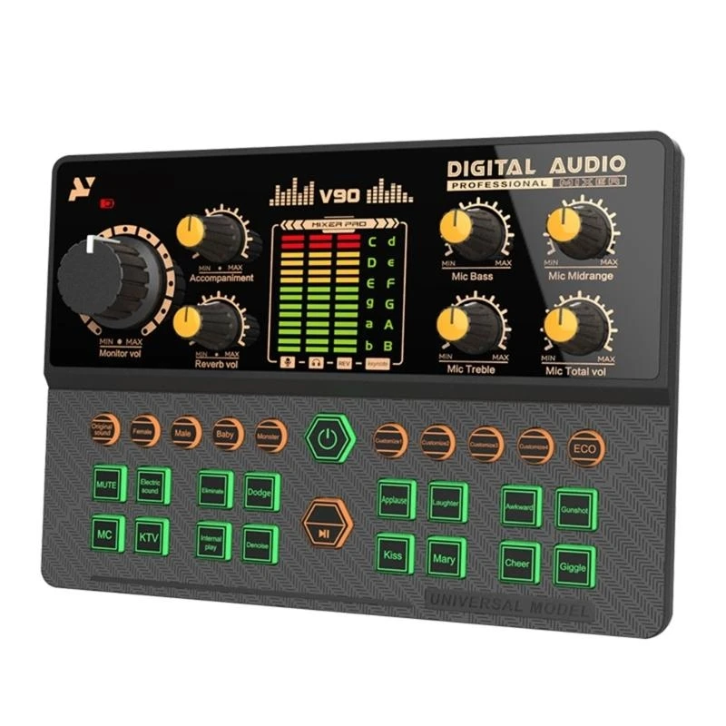 1 Set V90 Bluetooth-kompatibler Begleiter System Digital Mixer Sound Card