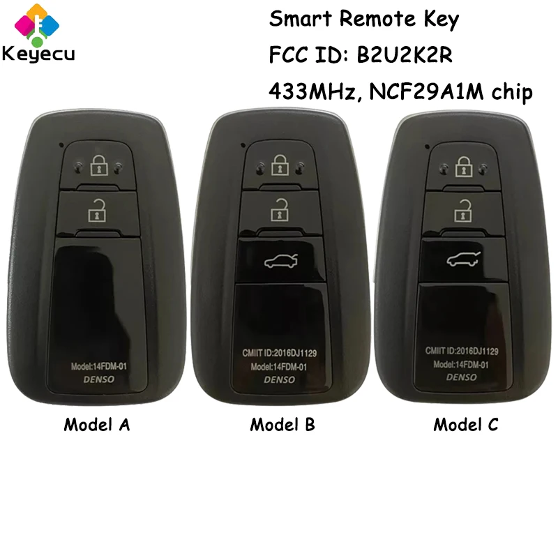 

KEYECU Smart Remote Key With 2 3 Buttons 433MHz NCF29A1M 4A Chip for Toyota Corolla 2019 2020 2021 2022 Fob B2U2K2R 8990H-02050