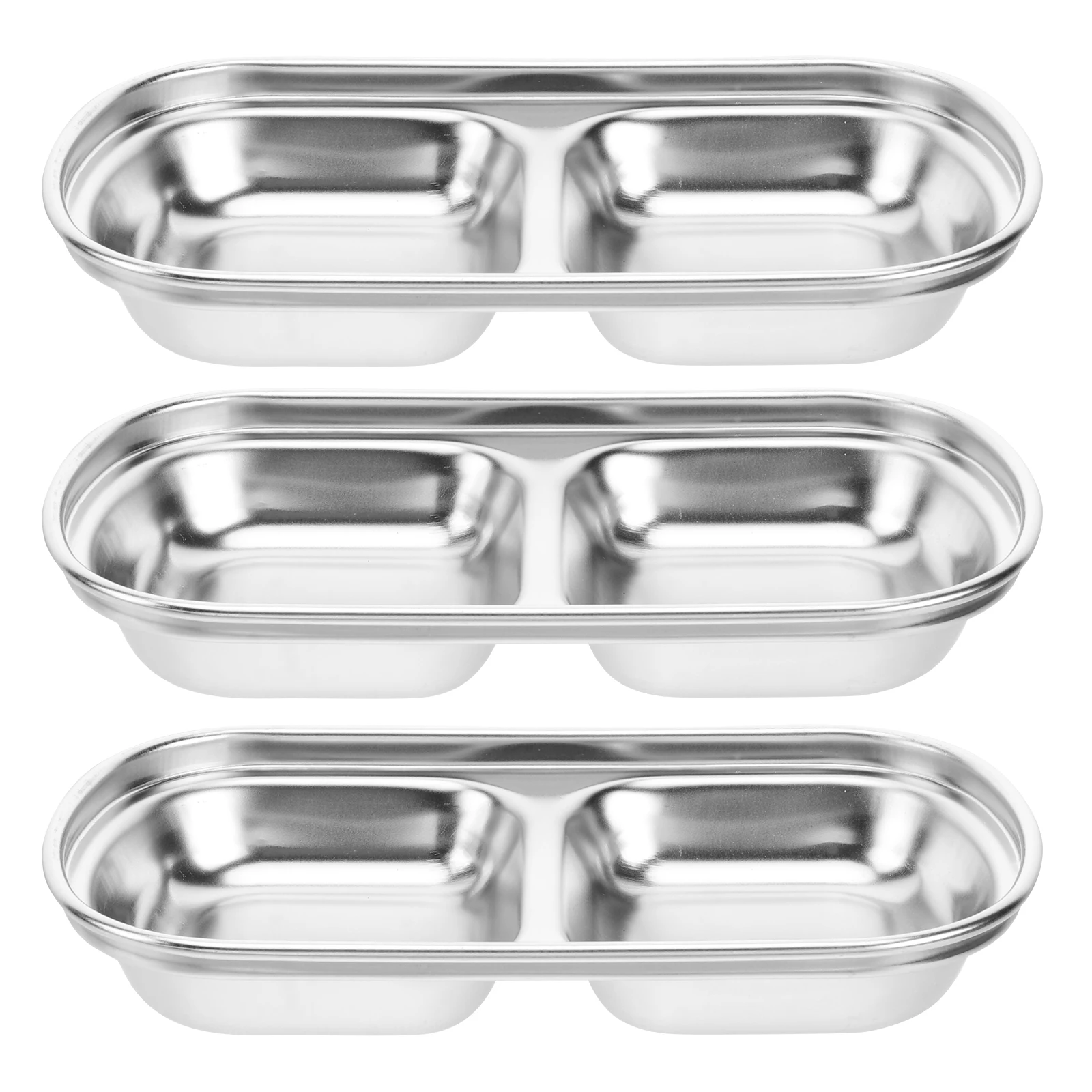 

3 Pcs Stainless Steel Saucer Plates for Food Sauce Serving Bowl Silver Restaurant Saucers Easy Clean Dip Bowls