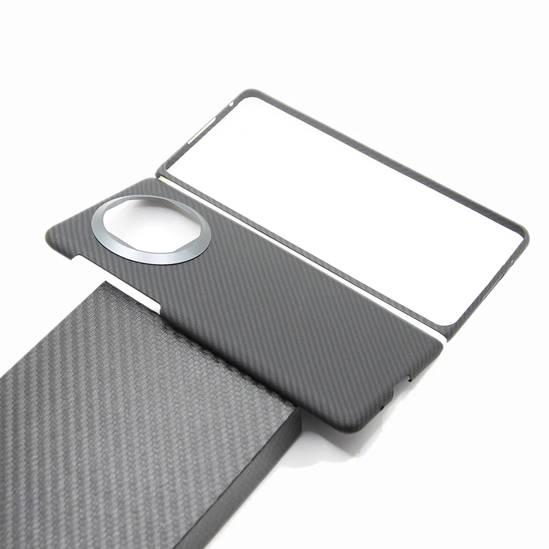 ZXKE Carbon Fiber Case For Huawei Mate X5 Cover Embedded Iron Sheet Magnetic Car Support Magsafe 600D Aramid Fiber Shell