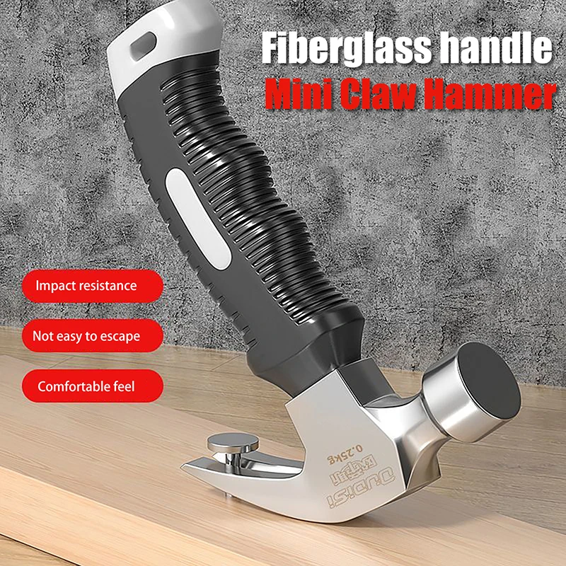 Comprehensive Mini Claw Hammer - Features Anti-Slip & Shockproof Grip with Magnetic Tip for User-friendly Woodworking.