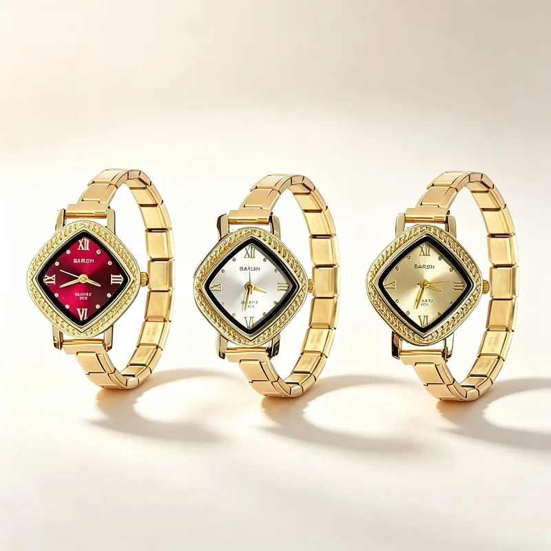 Fashion Rhombus Dial Modular Ladies Watch Stainless Steel Bracelet Quartz Wristwatch Exquisite Simple Women Daily Wrist Watch