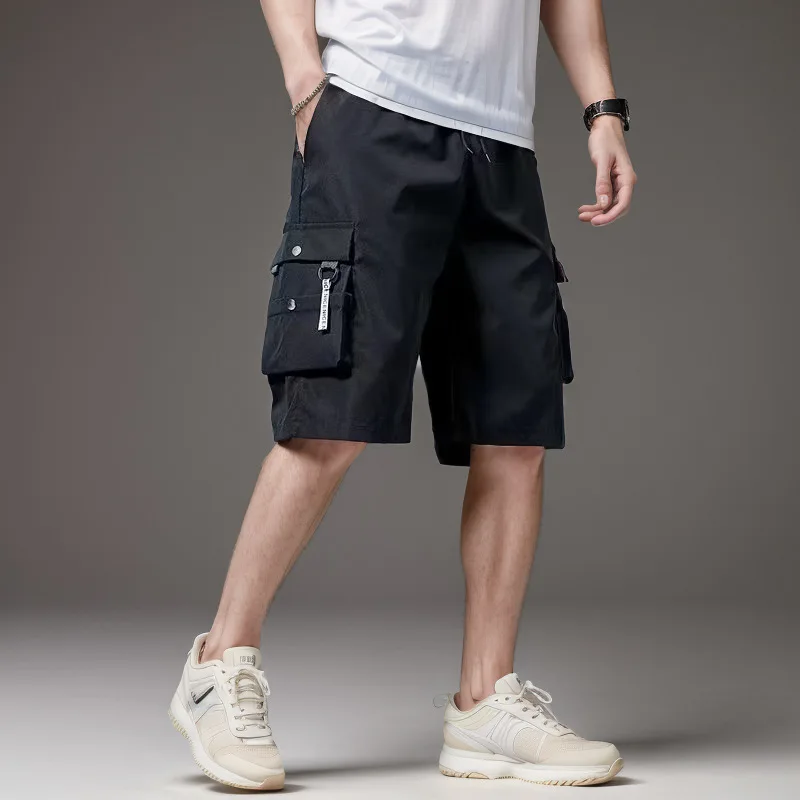 2025年新作 メンズ マルチポケット ショートパンツ カジュアル ワーク クール ルーズ ウエストゴム スポーツ カジュアルショーツ