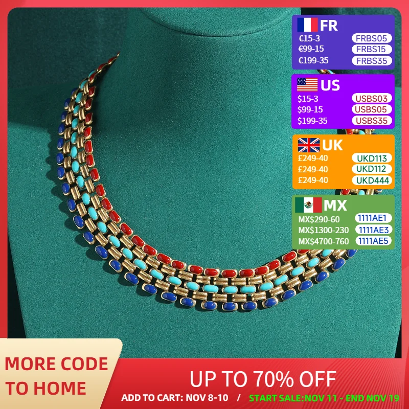 

Vintage Jewelry Choker Necklaces Elegant Palace Gold Color Enamel Colored Watch Chain Woman Charms Antique Luxury Designer Party