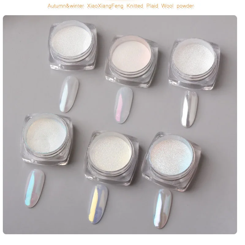 1 caixa luar pérola branco espelho arte do prego em pó de alto brilho aurora cromo pigmento poeira esfregando em unhas diy manicure decoração