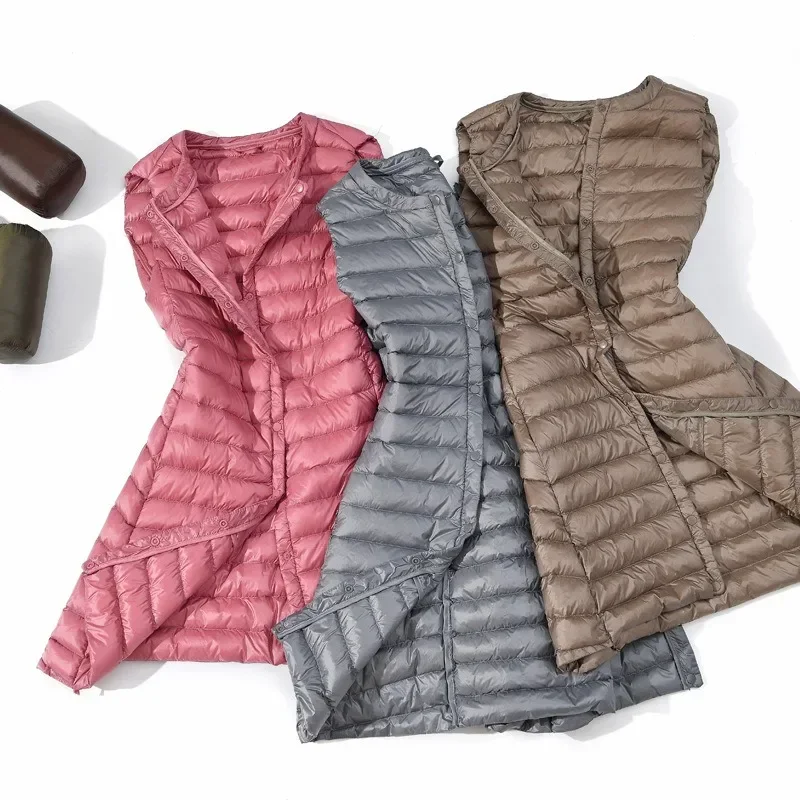 New Autumn Winter Women Casual Slim Mid-length Down Padded Jacket Waistcoat Cotton Vest Female Warm Ultra Light Down Vests