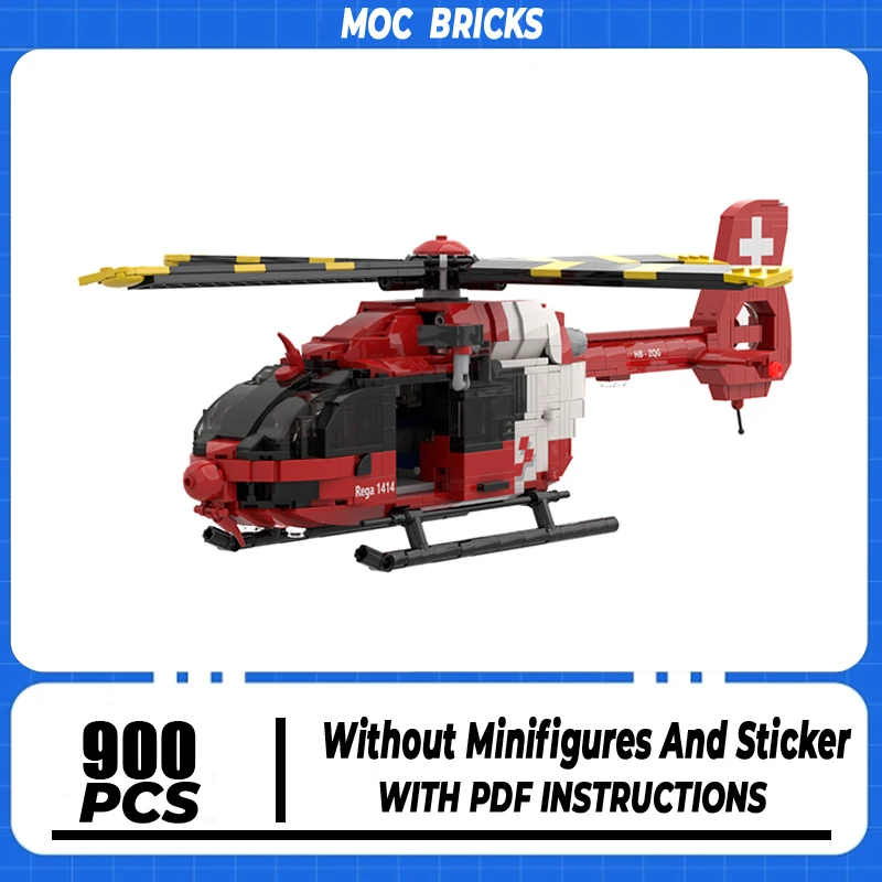 

Military Fighter Moc Building Blocks Airbus Helicopters Eurocopter H145 Model Technology Brick DIY Assembly Toy Holiday Set Gift