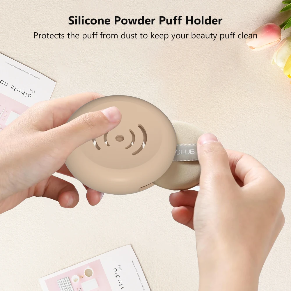 Silicone powder puff box breathable powder puff box powder puff holder shatterproof beauty sponge holder travel box