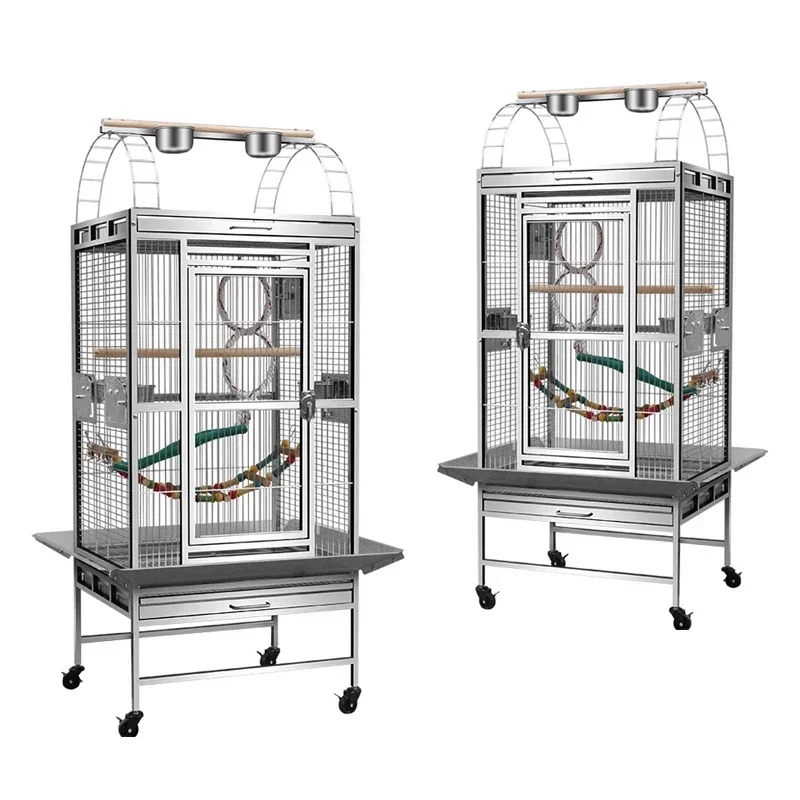 

Luxury jaula para pjaros Perroquet Strong Metal Animal Parrot Cage Large Bird Playtop Breeding House With Wheels