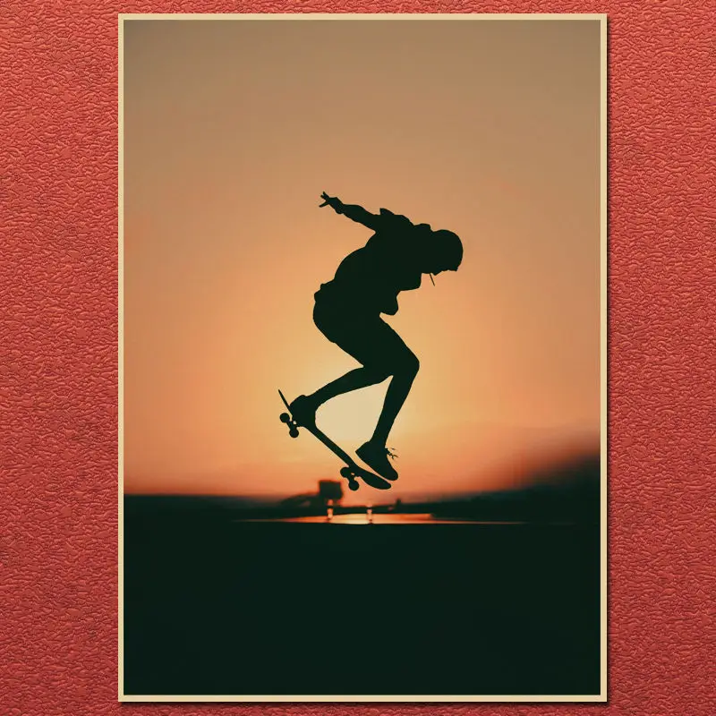 Trend Skateboard ing Kraft papier Poster Schlafsaal Schlafzimmer Café dekorative Malerei Foto rahmen Wanda uf kleber