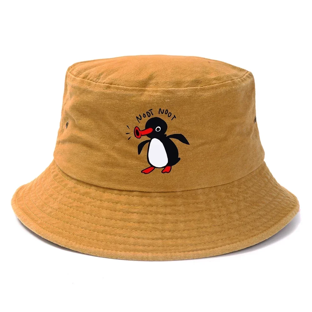 Summer Penguin Bucket Hat Reversible Bob Men Women Cotton Travel Beach Fisherman Hat Outdoor Sports Pull Up Bob Panama Sun Hat