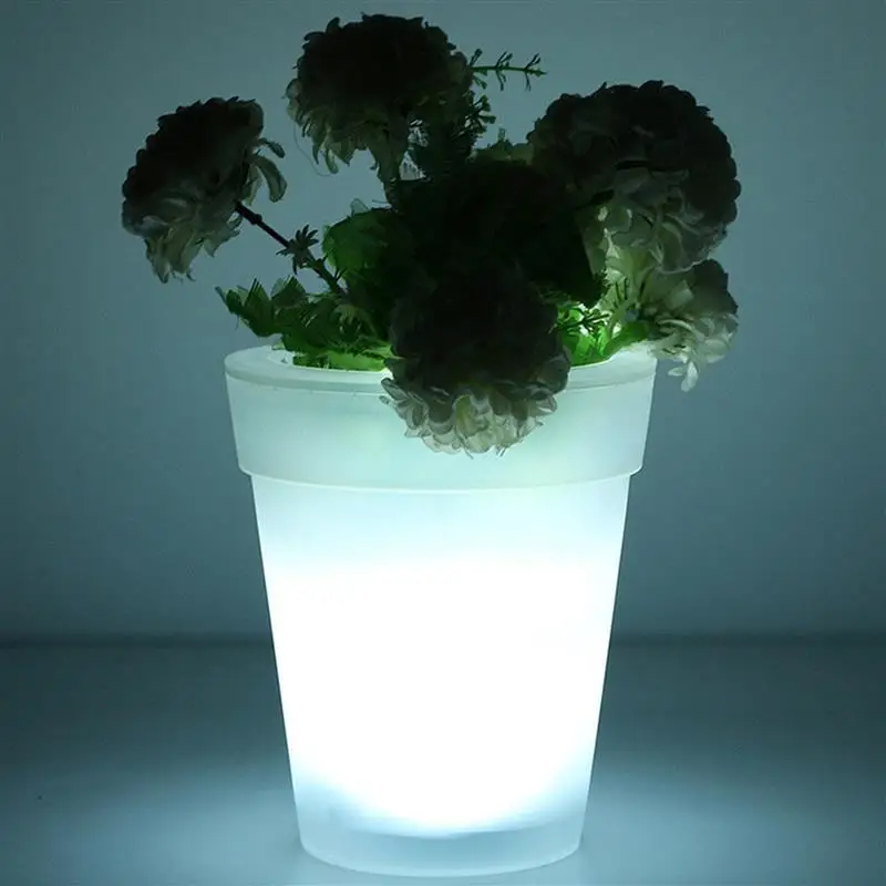 Pot Flower Light Planter Flowerpot Led Solar Lamp Luminous Plant Creative Night Vase Illuminated Landscape Pots Waterproof