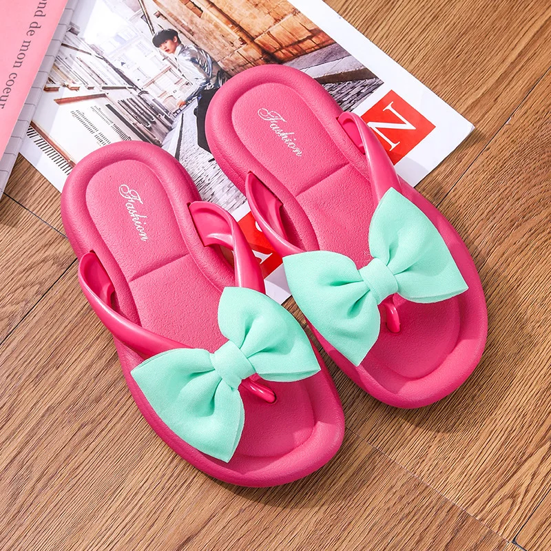 Summer Slippers Women Bow Beach Slides Thicken Sandals Flat EVA Home Shoes Flip-flop Fashion Casual Sweet Girl Platform Footwear