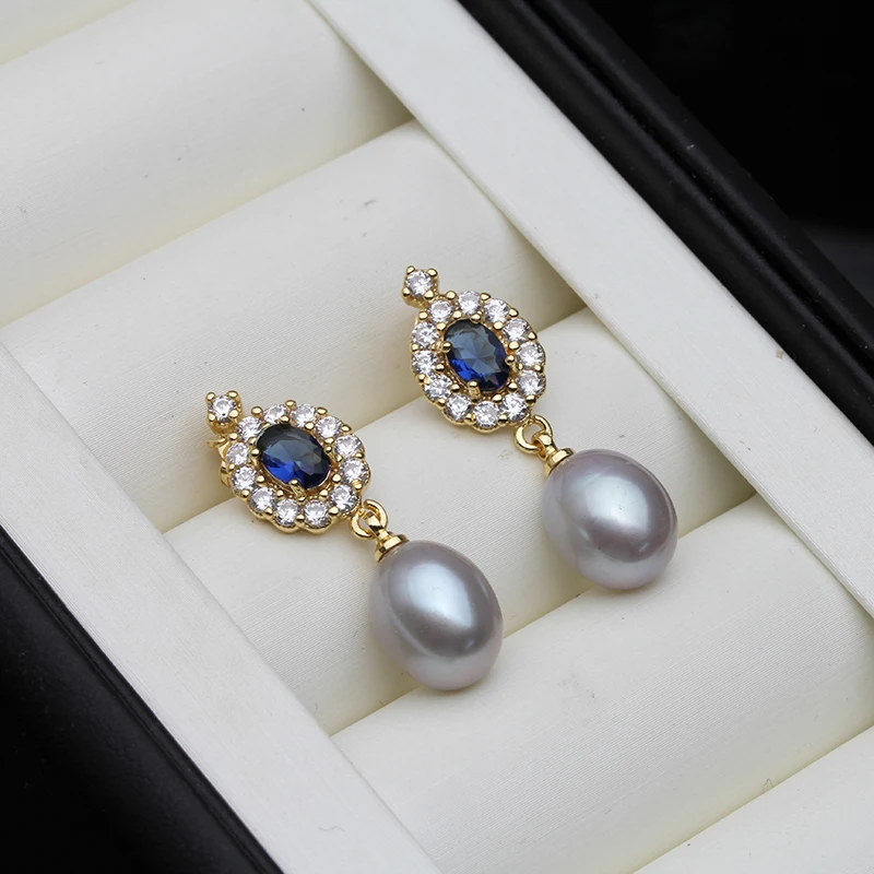 Neue, frische, natürliche Süßwasserperlen-Ohrstecker für Damen, romantische, hängende Perlenohrringe, Schmuck, Geschenk für Ehefrau oder Mutter, in Weiß und Schwarz. – Detail 5