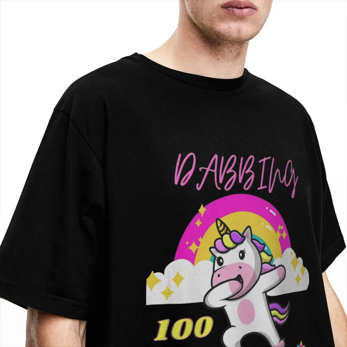 I Crushed 100 Days Of School Men Women T Shirt Unicorn Humor Tee Shirt Short Sleeve Round Neck T-Shirt Cotton Big Size Clothing