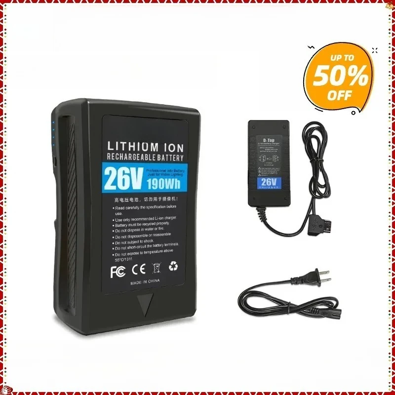 

26V For V Mount Battery Nanlite Forza 500 200 Mixpanel 150 Profession Movie Camera Lights 26V Battery With D-Tap Output 190Wh