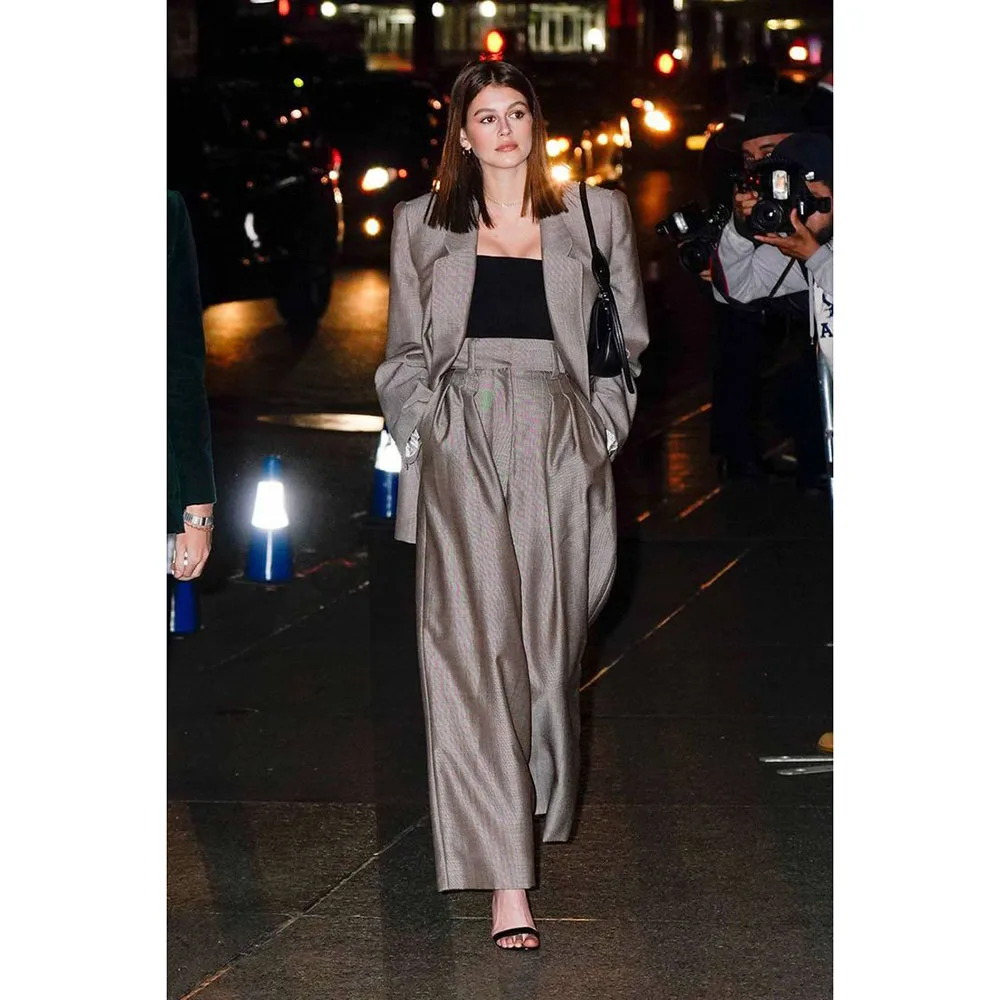 여성 여름 정장 세트 원 버튼 노치 옷깃 자켓 바지 투피스 숙녀 세트 맞는 사무실 연회 레이디 고품질 블레이저 세트