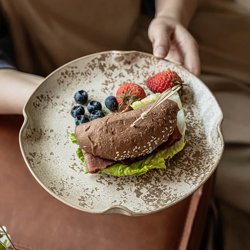 

Unique Shaped Vintage Dessert Plate Home Tableware Salad Dish Restaurant Dinnerware