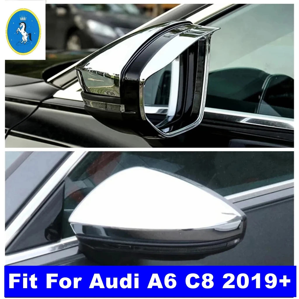 

ABS Rearview Mirror Eyebrow Rain Protection Cap Decor Cover Trim For Audi A6 C8 2019 - 2023 Chrome / Carbon Fiber Accessories