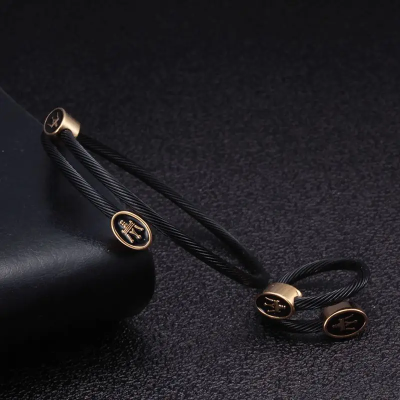 2 Pcs Brand Men Women Chain Link Charm Bracelets Vintage Stainless Steel Cuff Sporty Bracelets For Wedding Party Jewelry Gift