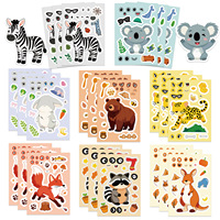 8/16/24PCS Puzzle Stickers Cute Cartoon Animals Make a Face Stickers DIY Handicrafts Stationery Stickers