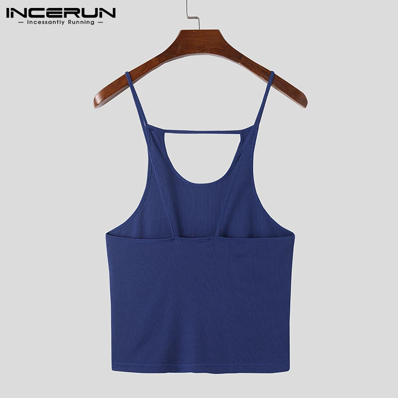 INCERUN Tops 2022 American Style New Men\'s Sexy Leisure Vests Casual Streetwear Tank Tops Male Solid Comfortable Waistcoat S-5XL