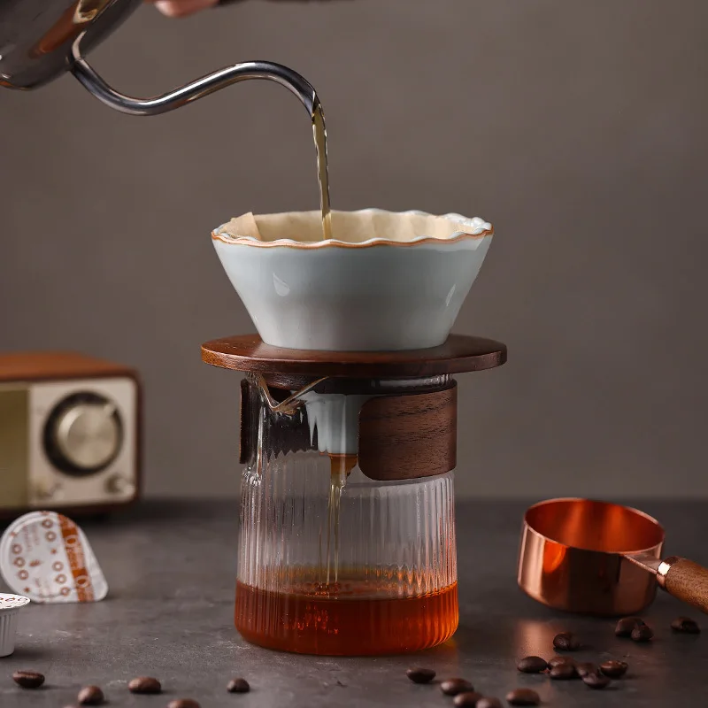 Huang Ru kiln hand brewing filter cup drip filter, ebony tray coffee utensils gift set