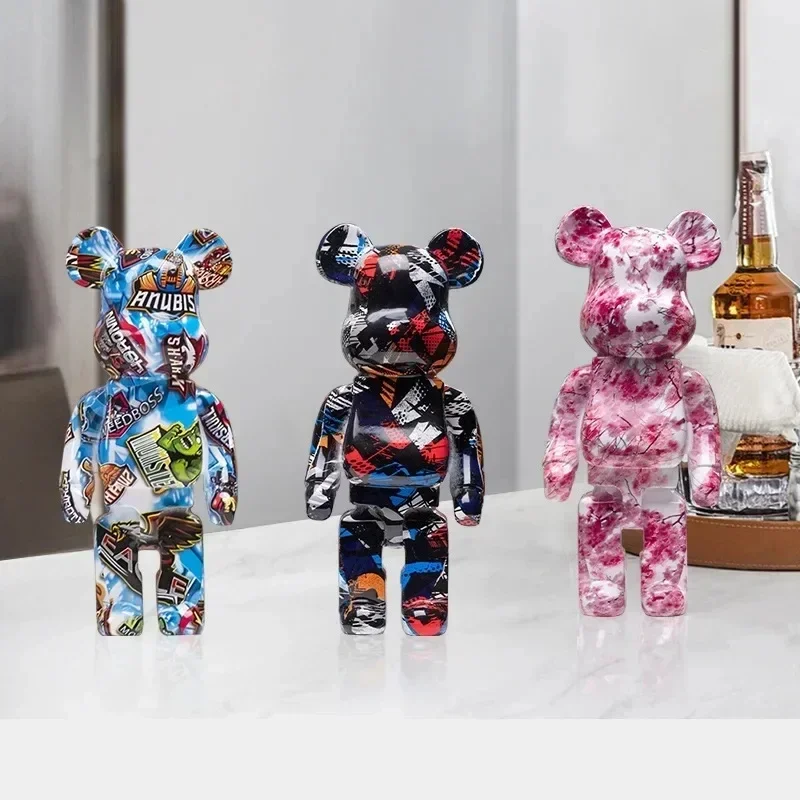 colorful graffiti, bear bricks, figures, bear bricks, statues, violent bears, resin decorations, desk accessories