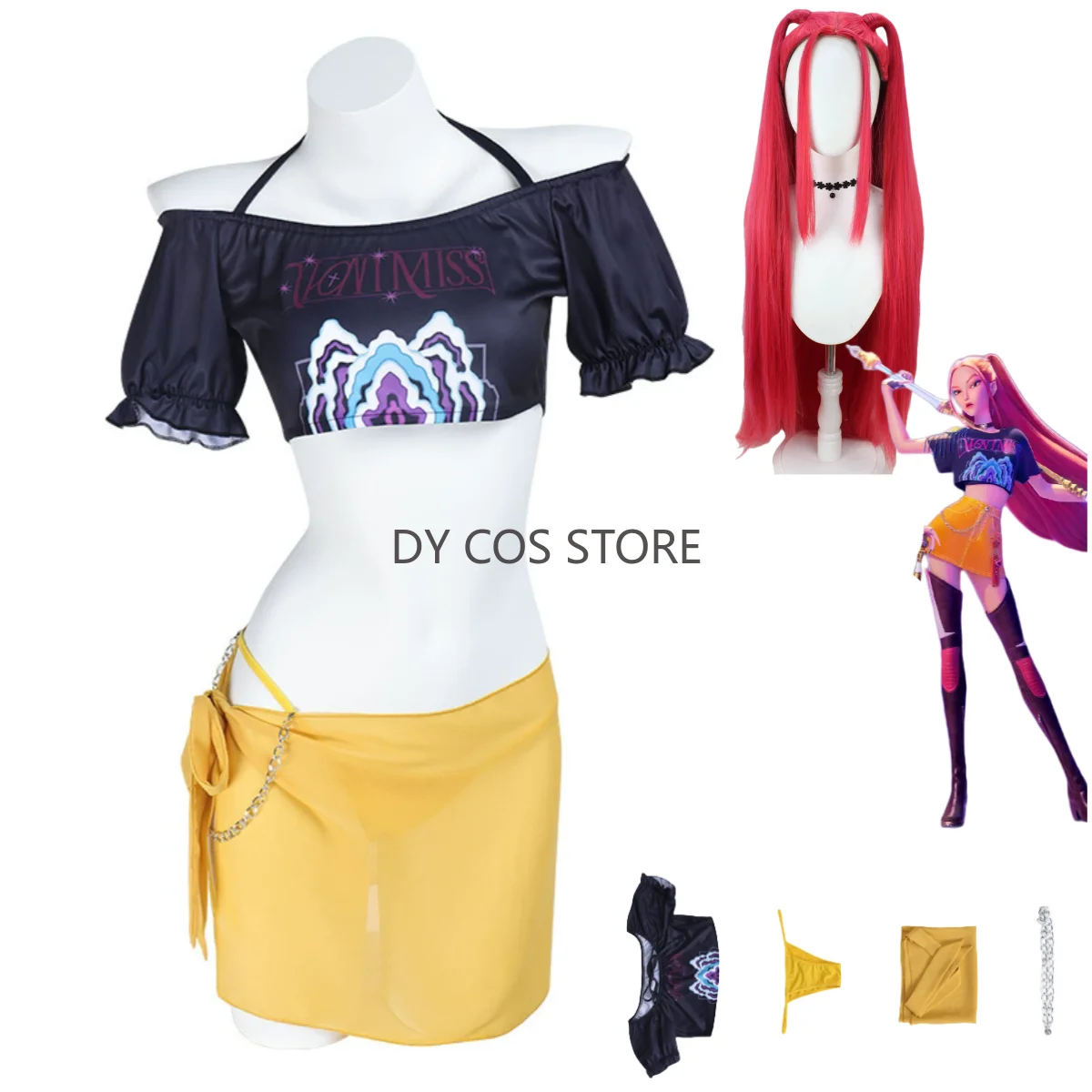 

Аниме KPop Охотники на демонов Мира ‌ Косплей Костюм Топы с открытыми плечами Шорты Фартук Купальник Бикини Парик Женский Сексуальный Карнавальный Костюм